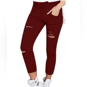 New Women Leggings Ripped Pants Slim Pants Sz S